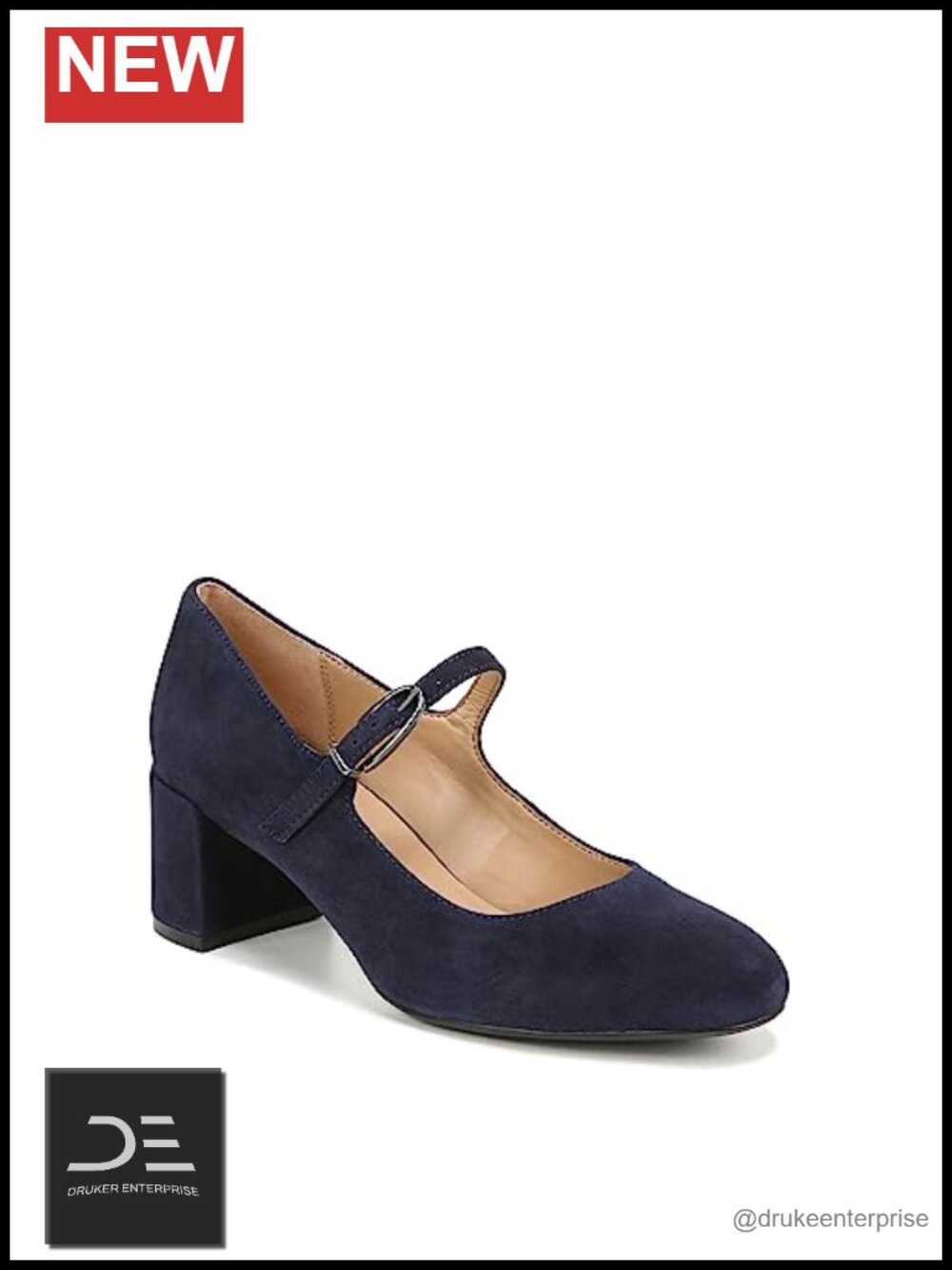 Suede Mary Jane Pumps Block Heel Adjustable Buckle Slip Resistant